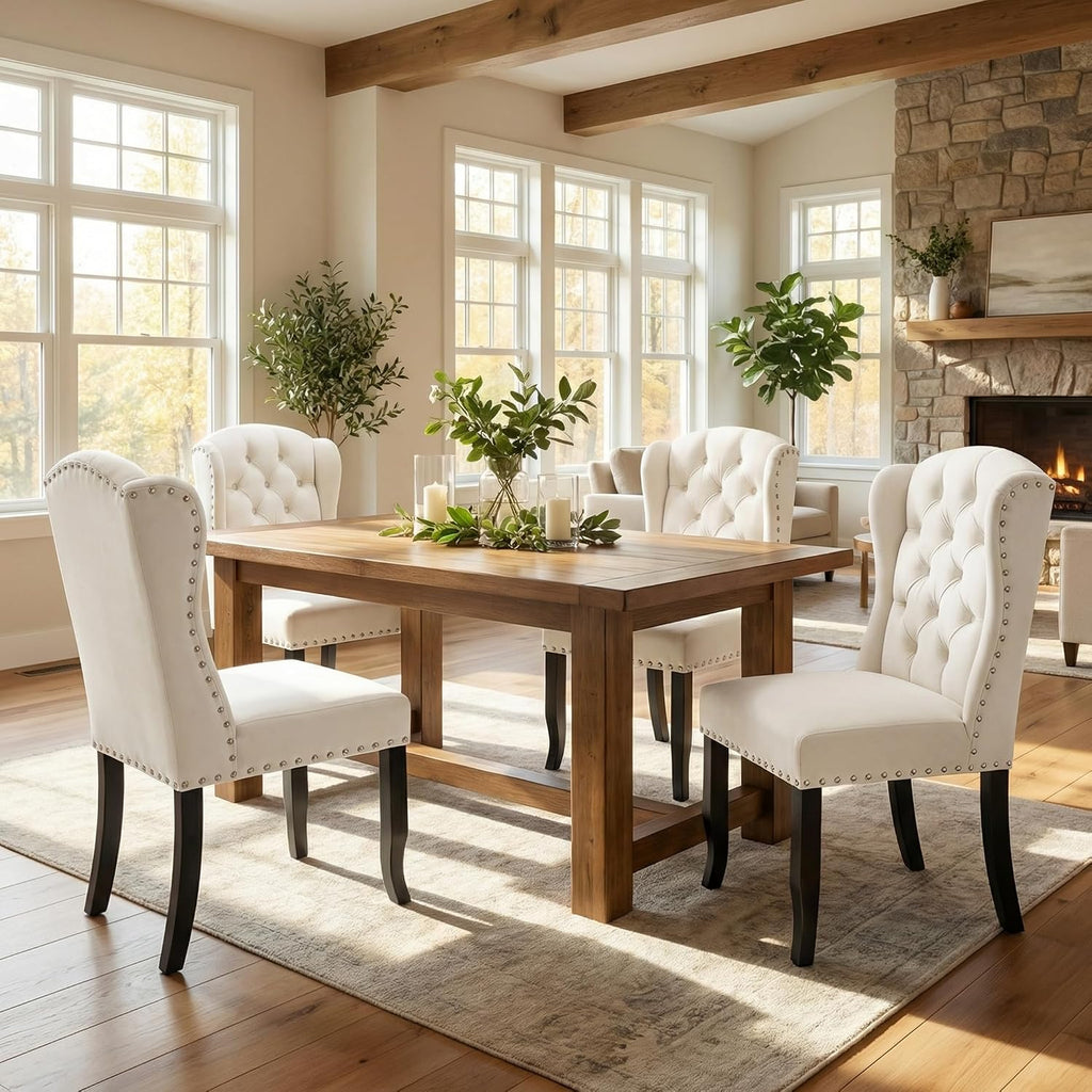 Modern Tufted Dining Chairs Set of 2, Velvet Upholstered Dining Room Chairs Armless Guest Side Chair Dining Room