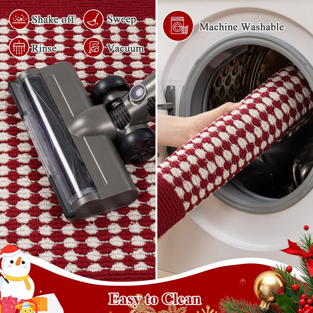Christmas Indoor Doormat Washable Red Muddy Rugs for Dogs 32"x48"