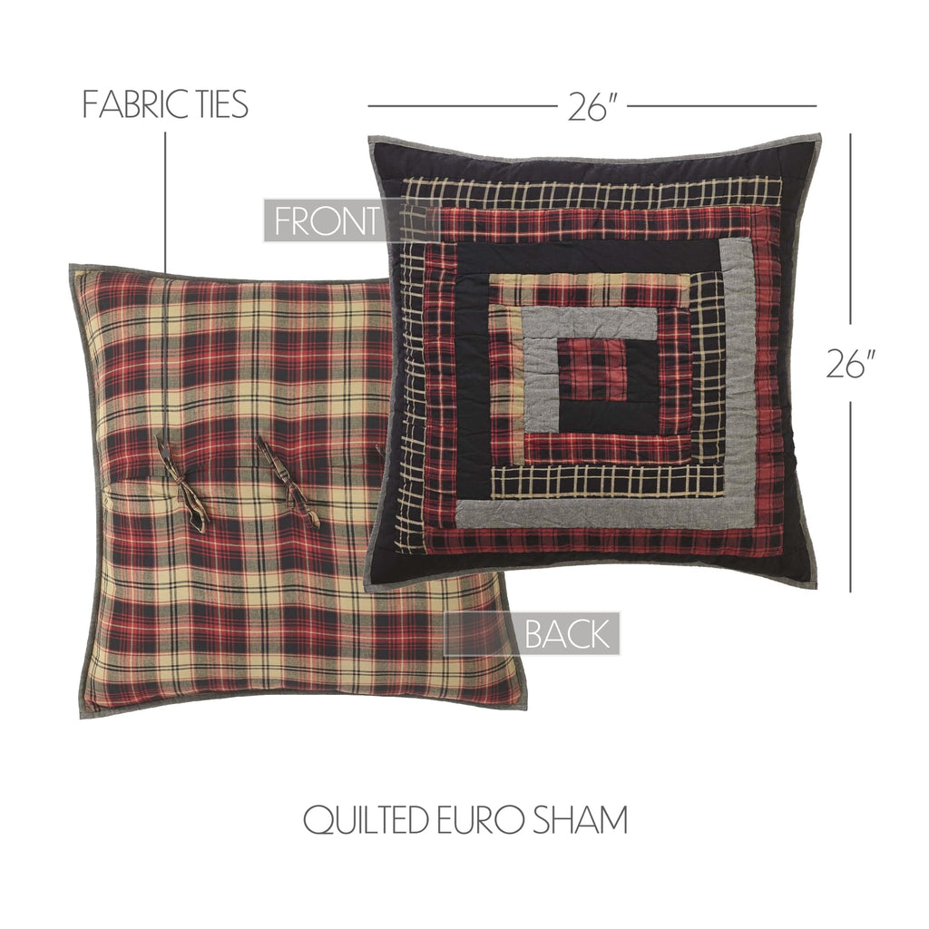 Rustic & Lodge Cumberland Quilted Bedding Accessory, Euro Sham 26x26, Chili Pepper Red