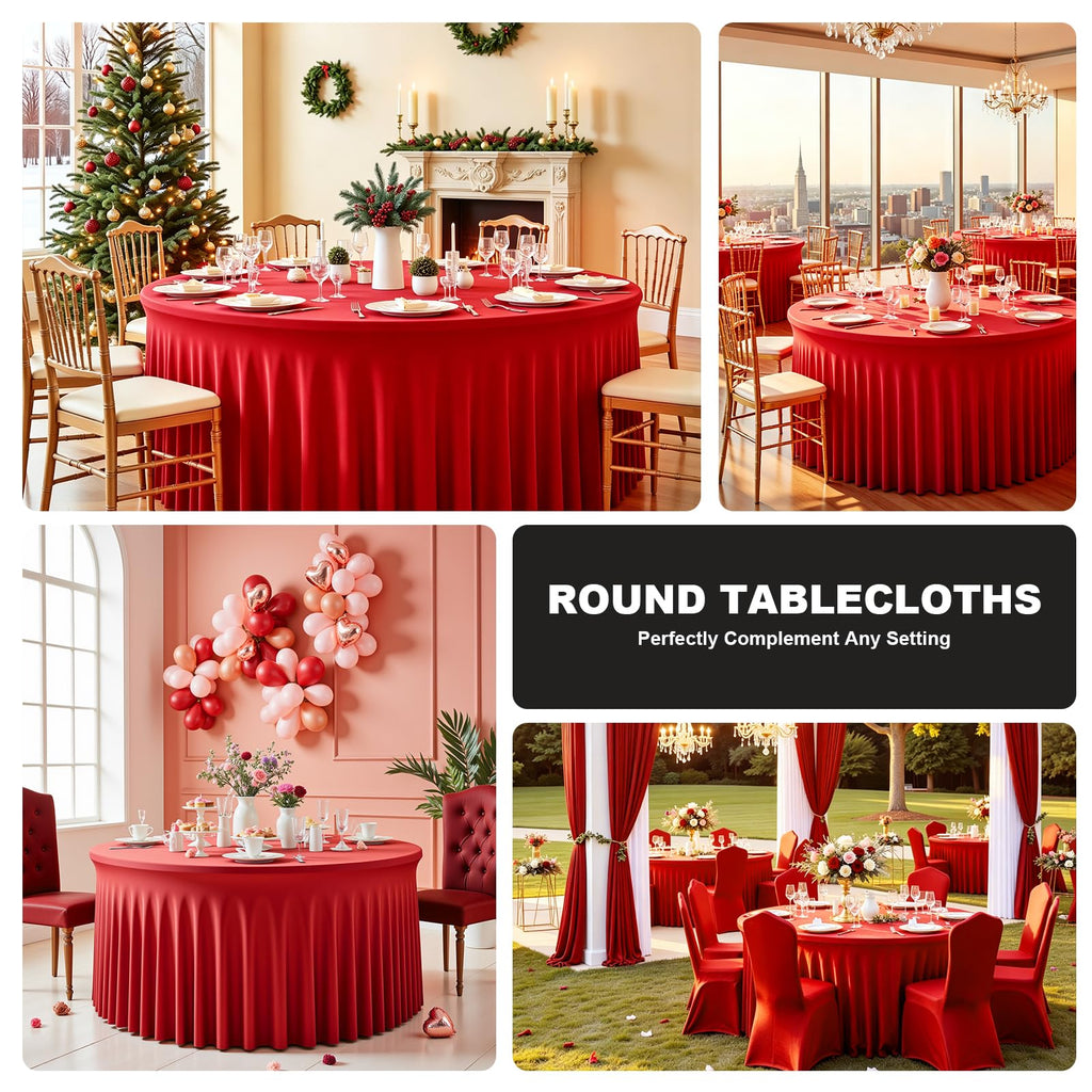 2 Pack 60 Inch Red Round Tablecloth for 5FT Tables, Wrinkle Free Washable Table Cover for Christmas Decor, Valentine