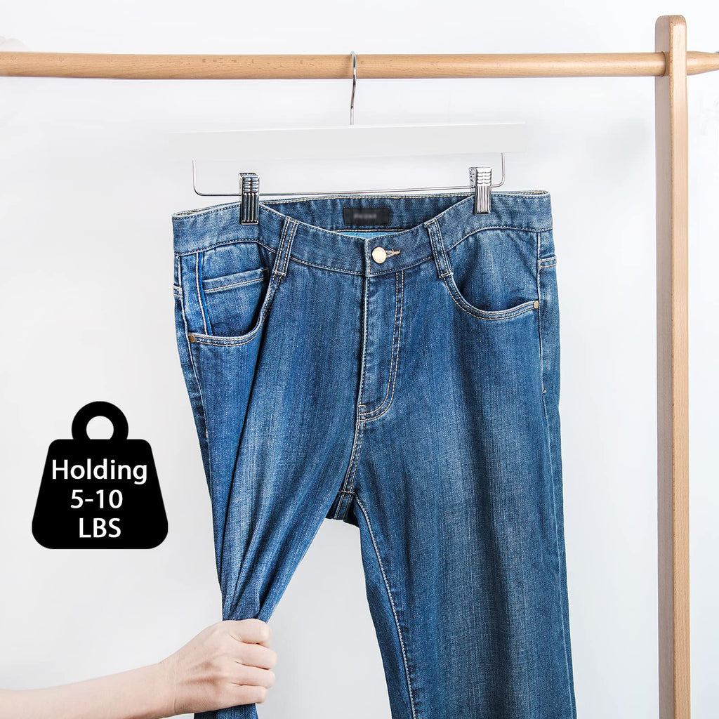 Wooden Pants Hangers, White, Pack of 10