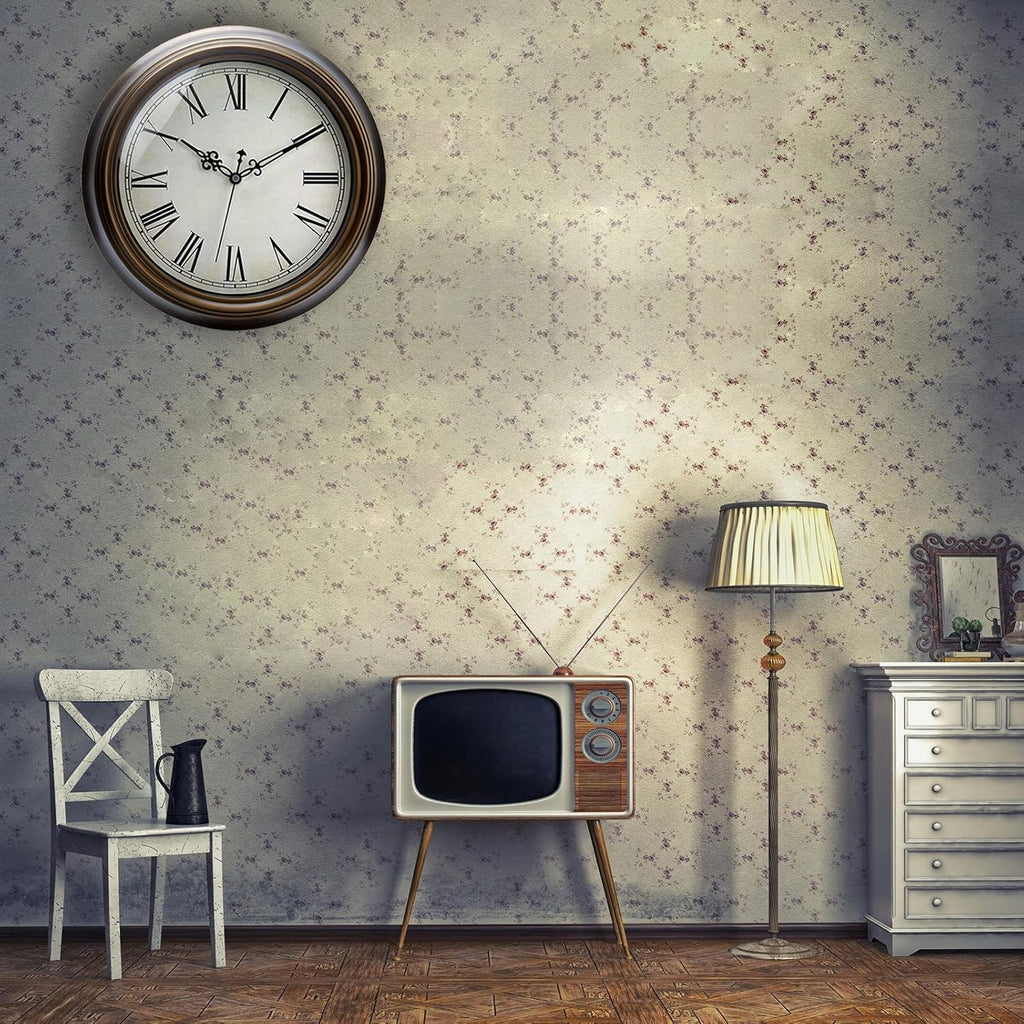 Plumeet Large Metal Wall Clock, 13'' Non Ticking Classic Retro Silent Iron Clocks Decorative Kitchen Living Room
