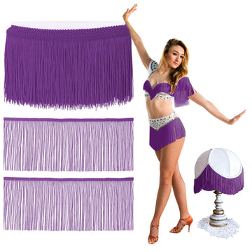 6 Inch Chainette Fringe Trim Bulk, Tassel, Dark Purple - 10 Yards
