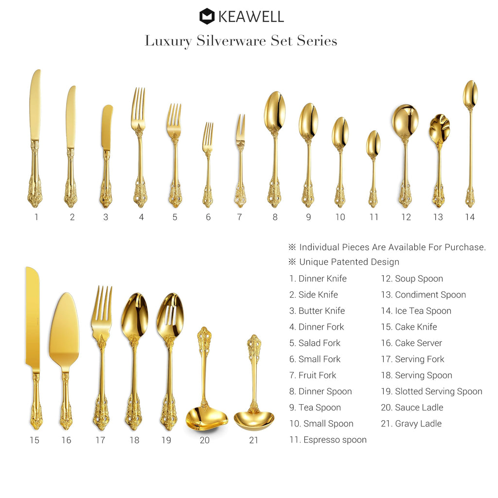 Luxury 20-Piece 18/10 Stainless Steel Flatware Set (Gold)