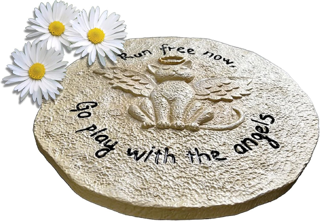 Pet Memorial Stone - Cat or Dog Grave Marker - Durable Waterproof Garden Memorial Stone for Indoor and Outdoor Use