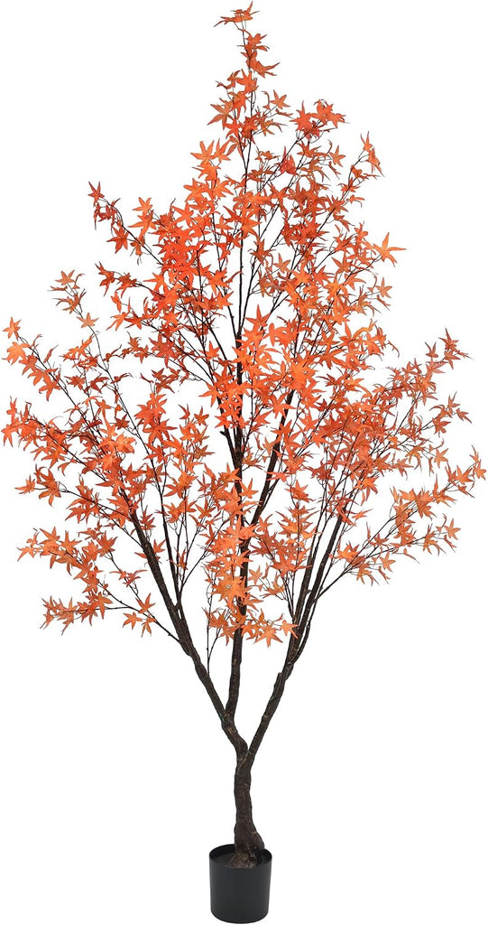 8.5ft Tall Artificial Maple Tree, Faux Maple Plant with Thick Trunk & Realistic Leaves, Potted Fake Tree for Indoor