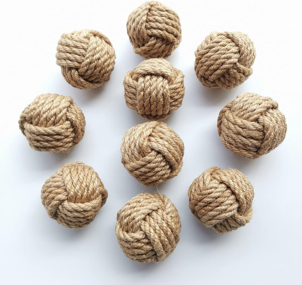 Mini Orbs Decorative Balls for Centerpiece Bowls, Christmas Decorative Rope Balls for Bowls, Vase Filler - Set of 10