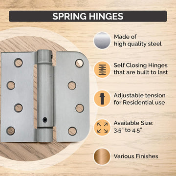 Adjustable Spring Hinges, 3.5 Inch with 1/4 Inch Radius in Oil Rubbed Bronze, Self Closing, Door Closing Hinges - Door Hinge