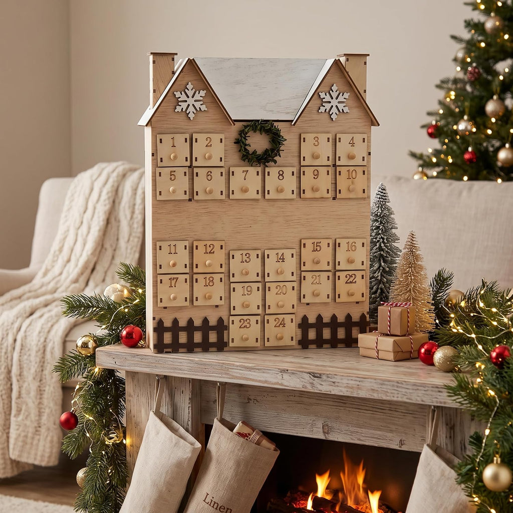 DIY Advent Calendar 24-Drawer, Wooden Christmas Calendar Khaki