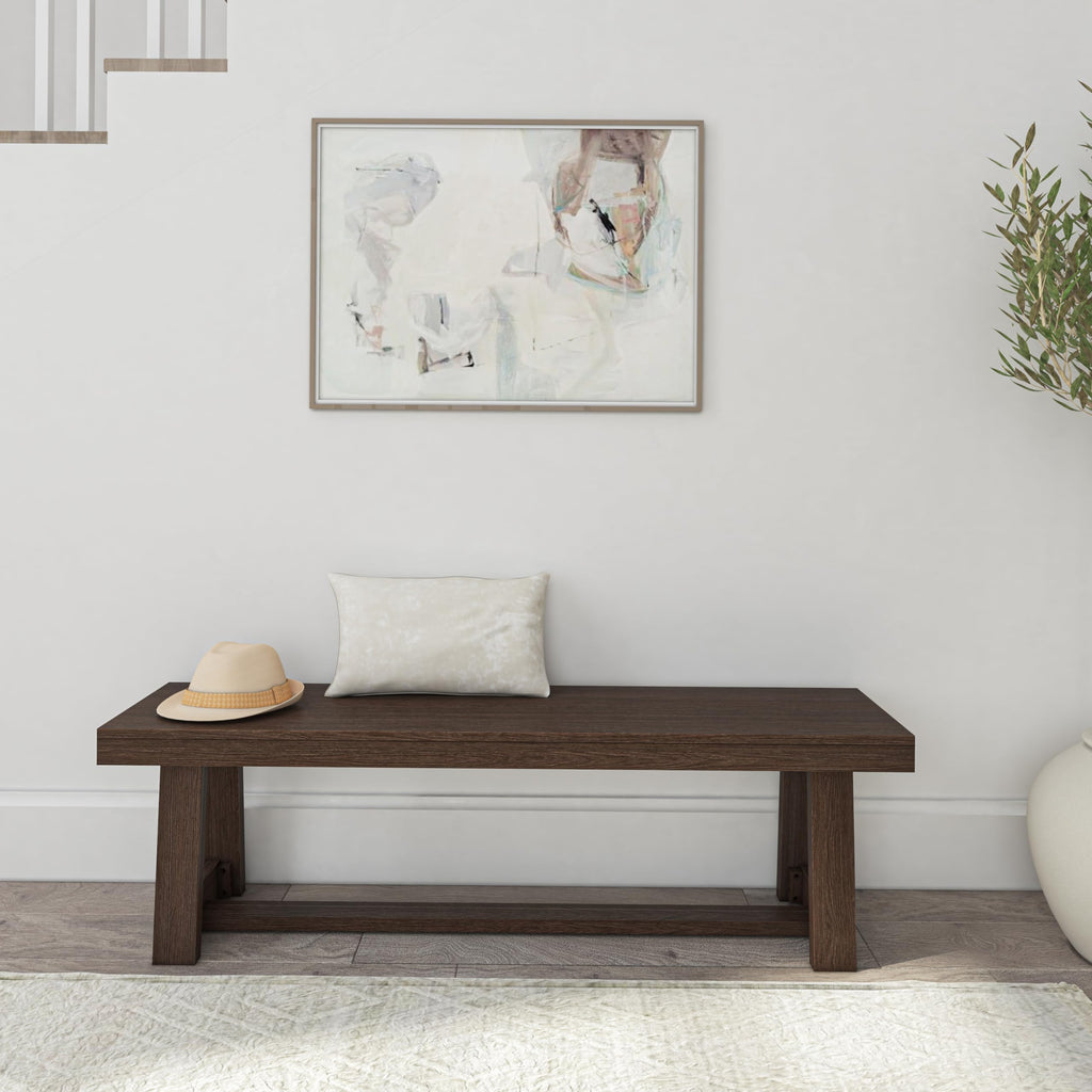 Classic Dining Bench, 60 Inch, Walnut Wirebrush