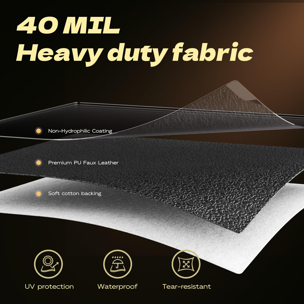 Faux Leather Upholstery, 1mm Thick, Waterproof & UV Resistant, Cotton Backing, Boat, Automotive, Crafting & Outdoor