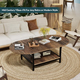 Folding Coffee Table, Small Coffee Tables with 2-Tier Storage, Mid Century Modern Center Table for Small Space