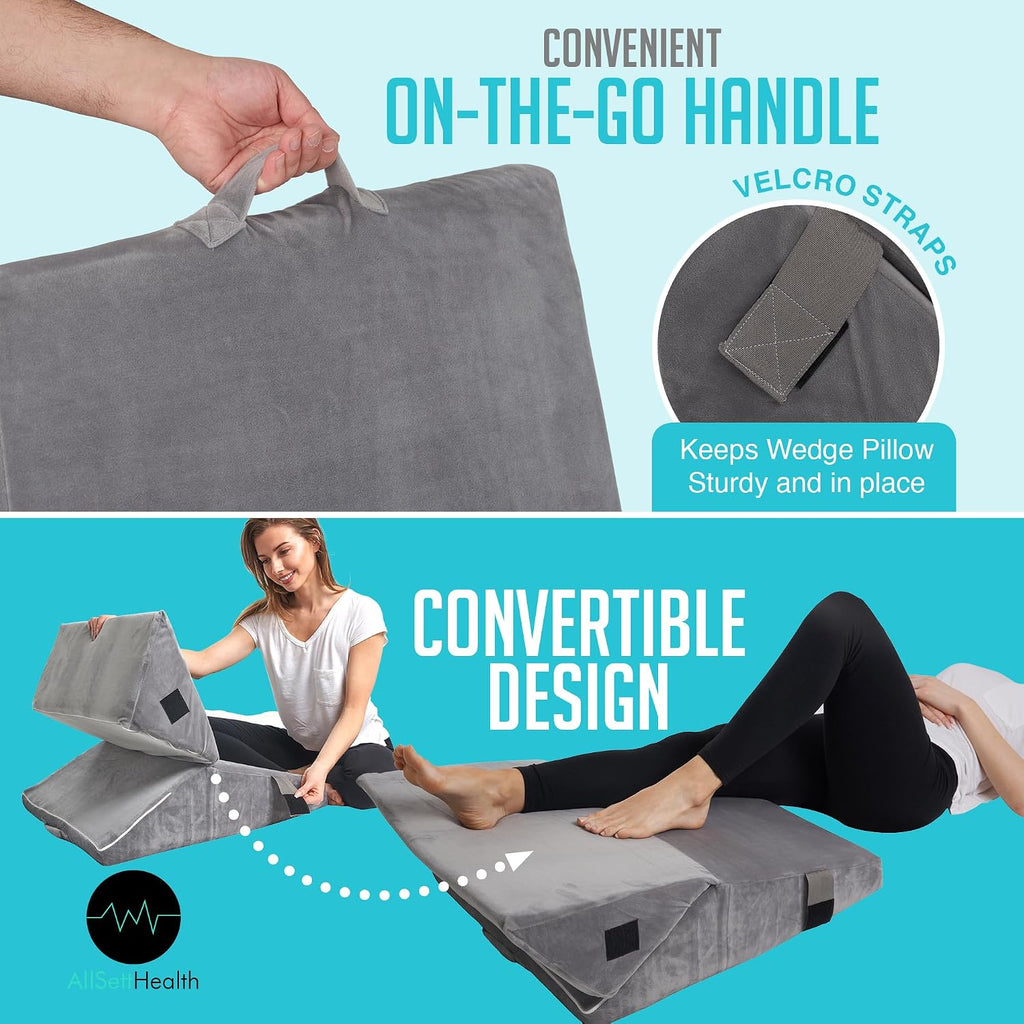 Health Adjustable Bed Wedge Pillow for Sleep Apnea, 7 in 1 Body Positioner Bed Wedge Pillow for Sleeping, Acid Reflux