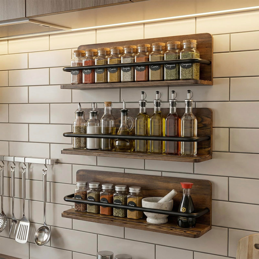 Plate Wall Hangers for Display, Set of 3 Wall Mounted Plate Rack for 6 to 10 Inch Plates, Decorative Wood Stand Shelf