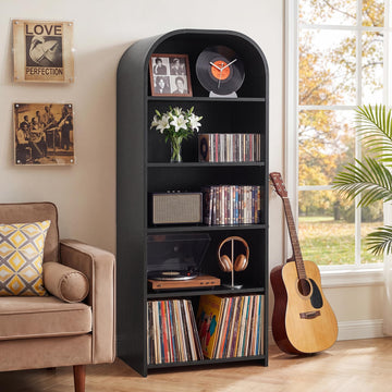 63'' Tall Record Player Stand, 5 Tier Large Record Player Storage Cabinet