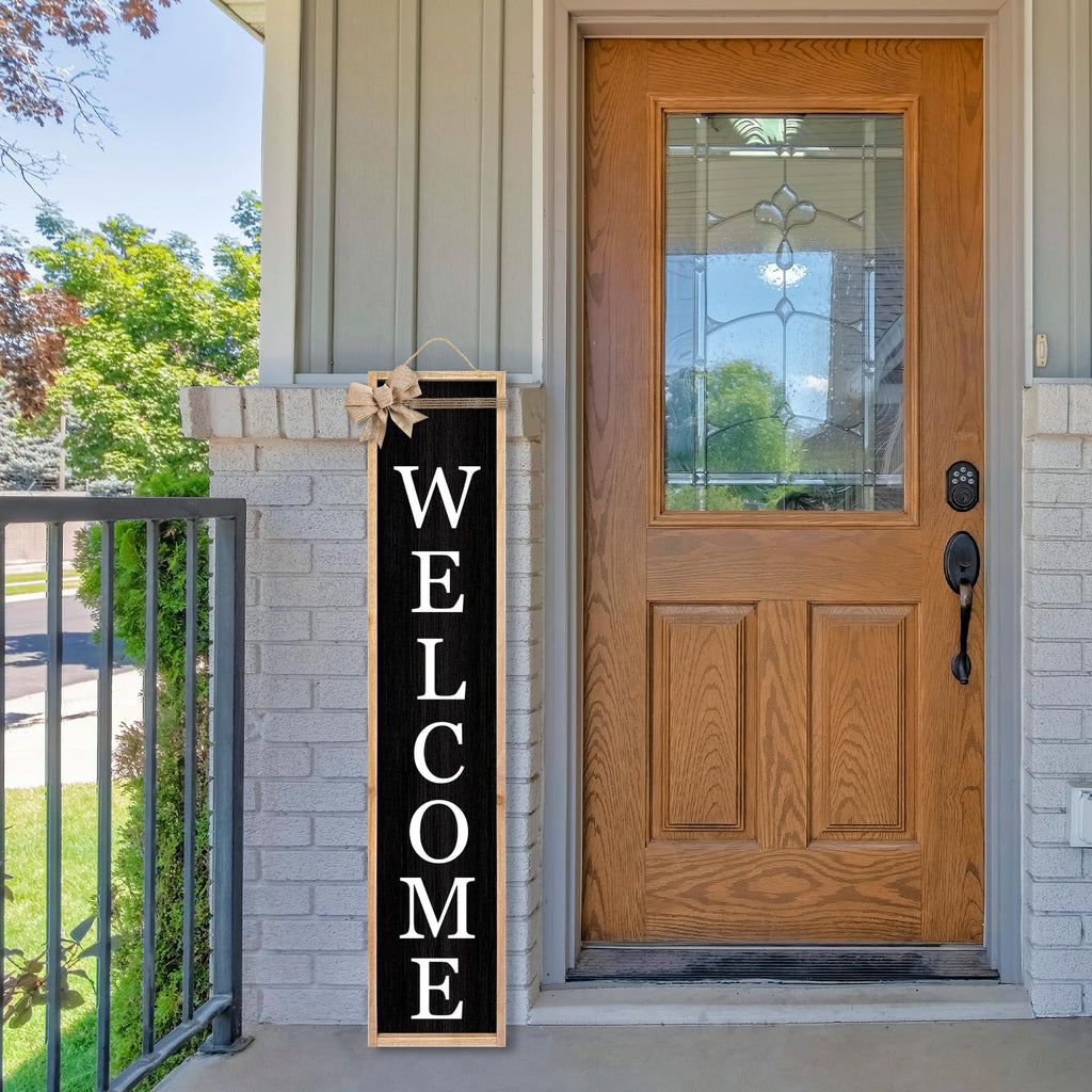 Outdoor 2in1 Welcome Sign for Front Porch Standing 45"X9" Wood