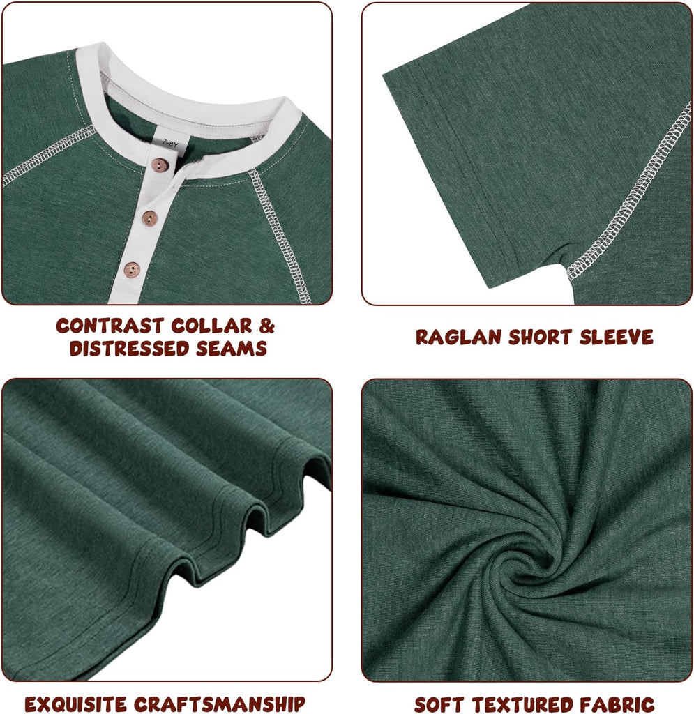Boy's Henley Shirts Kids Short Sleeve Stylish T-Shirt