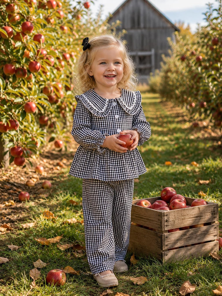 Toddler Girl Clothes Baby Fall Winter Outfits Gingham Shirt Plaid Pants Set