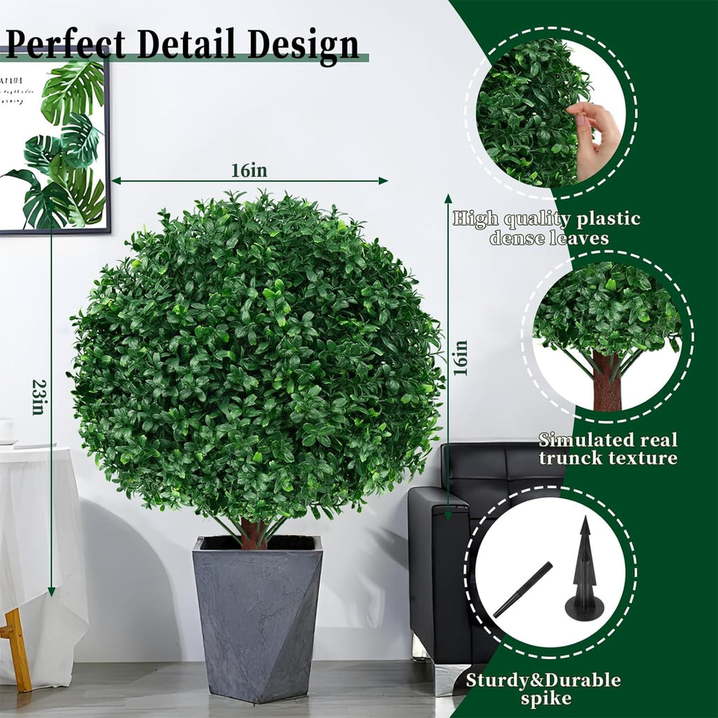 4Pcs Artificial Boxwood Topiary Ball Trees, Faux Boxwood Shrubs