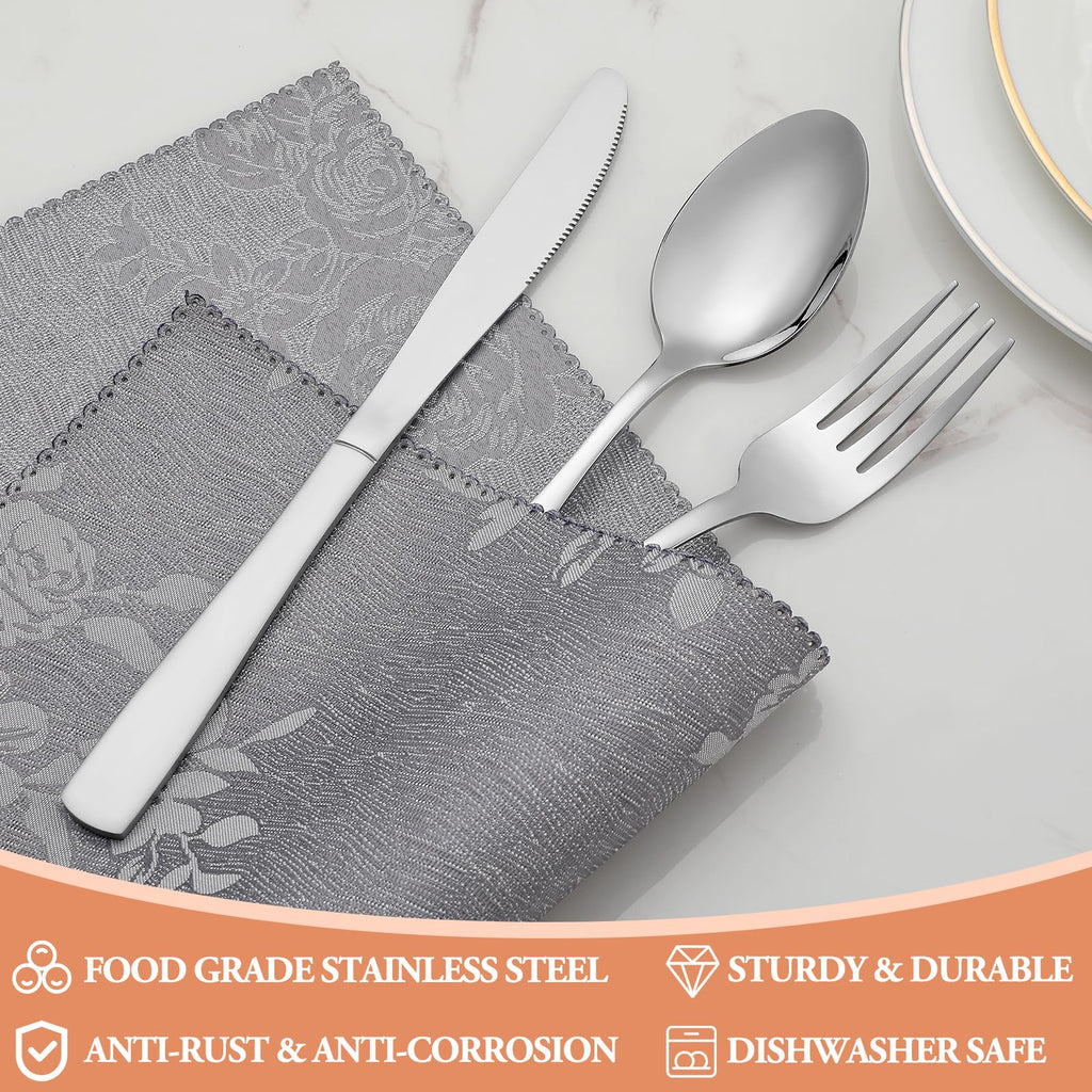 40 Pcs Silverware Set, Stainless Steel Flatware Set for 8, Food-Grade Cutlery Set, Mirror Polished Tableware Eating
