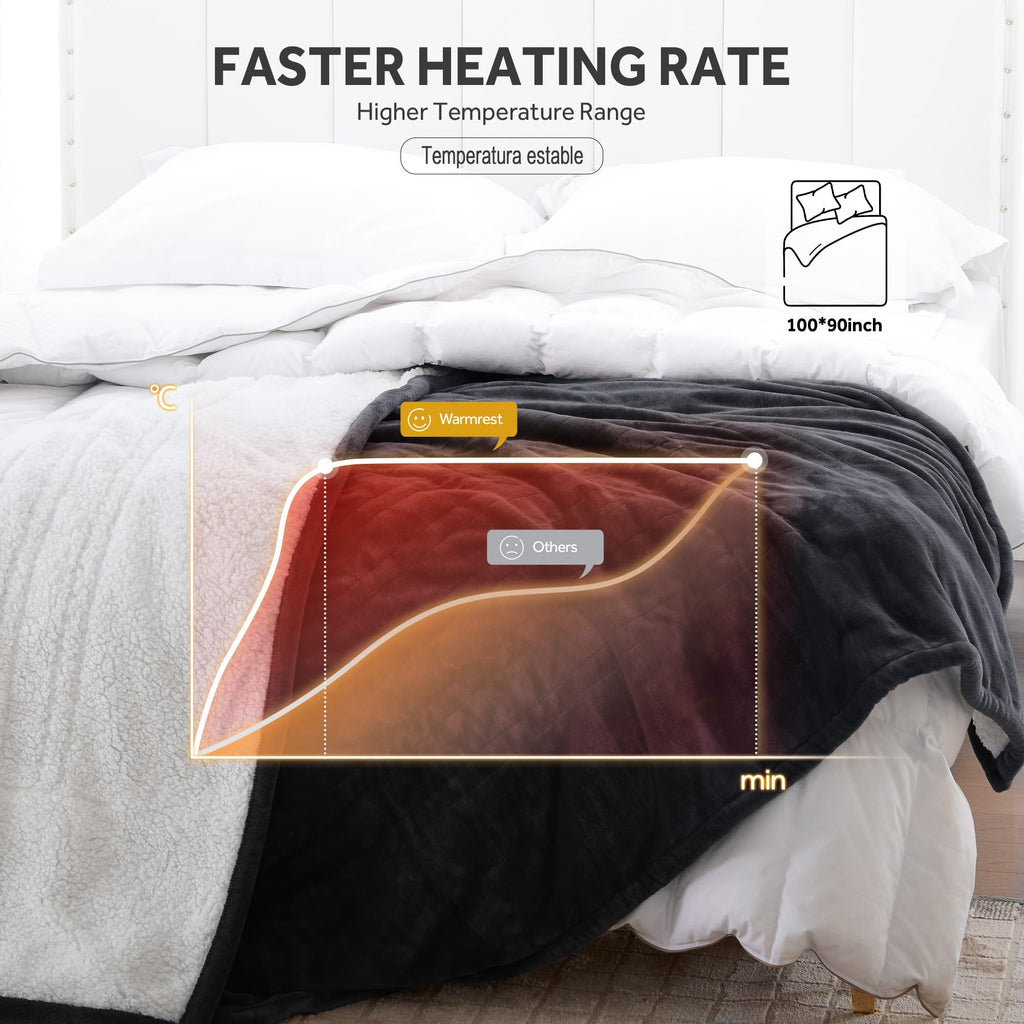 Heated Blanket Electric King Blanket for Couch 100"x90" Grey