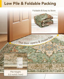 Area Rugs 3'x5' Washable Non-Slip, Floral Vintage Distress Medallion Carpet for Living Room Bedroom 