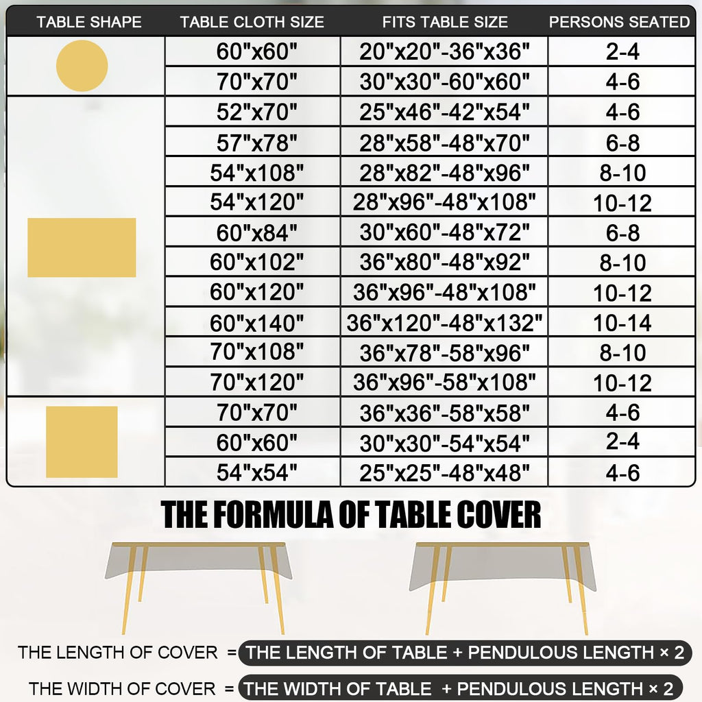 Round Waterproof Heavy Duty Vinyl Tablecloths, 60 x 60 Inch
