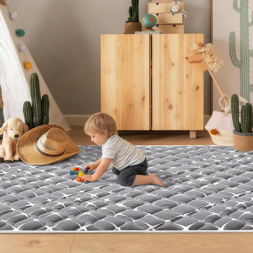 Play Mat, 79" X 71" Extra Large Foldable Crawling Floor Mat for Babies Toddlers Infants, Premium Thicker One-Piece