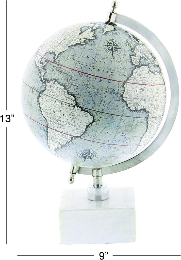 Marble Globe, 9" x 8" x 14", White