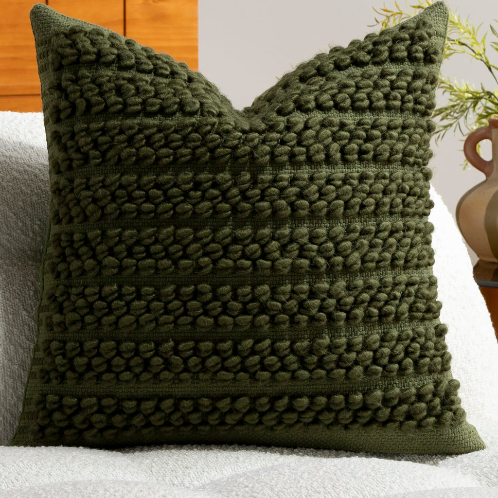 Wool Boucle Throw Pillow Cover Premium Chic Accents Square Textured Decorative Pillow Case Couch Sofa Home Decor