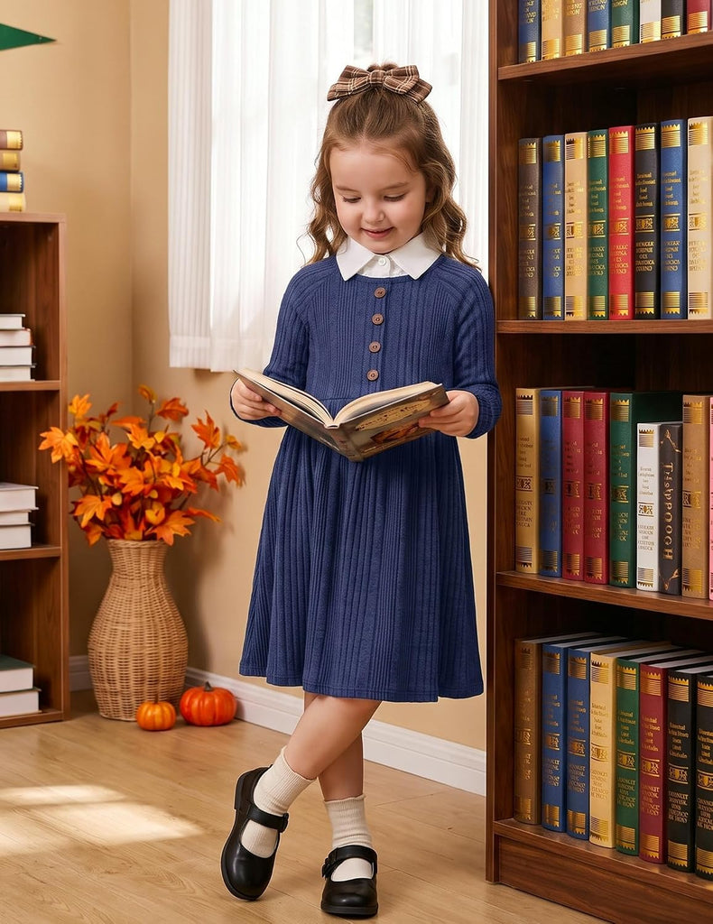 Toddler Girls Sweater Long Sleeve Knit Fall Winter Dresses