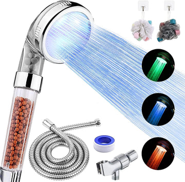 LED Shower Head with Handheld, High Pressure Shower Head with Hose, Holder & PTFE Tape etc