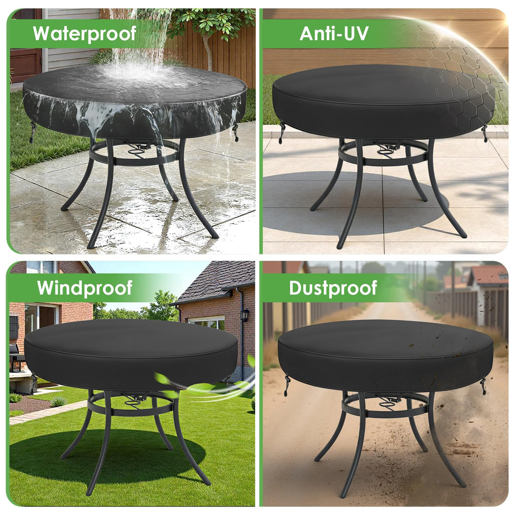 Round Outdoor Table Covers Waterproof, 54"Dia Patio Table Cover, Black