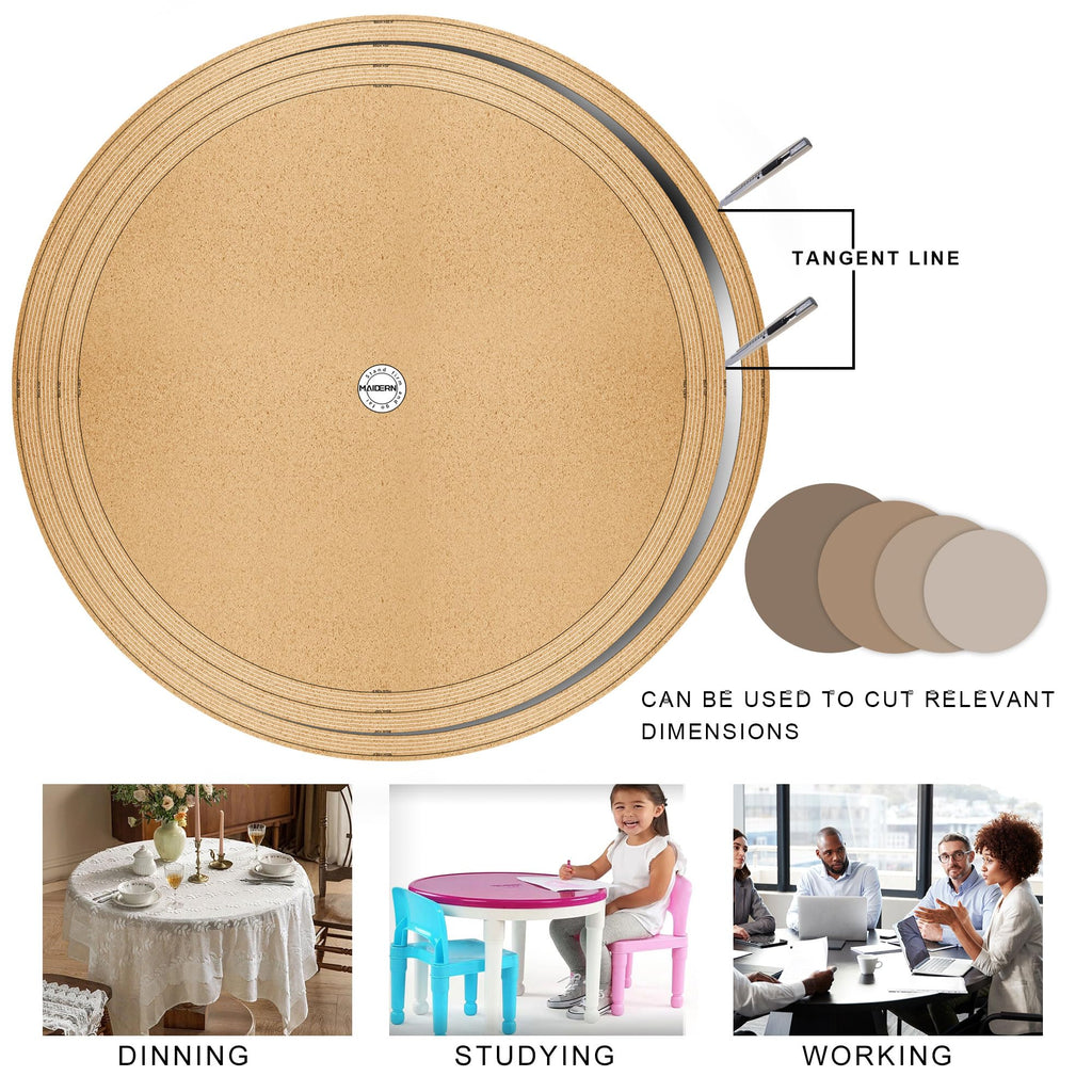 42 Inch Round Cork & Leather Table Pad Protector, Cuttable Size (36-42 Inch), Trimmable Dining Table Mat, Heat