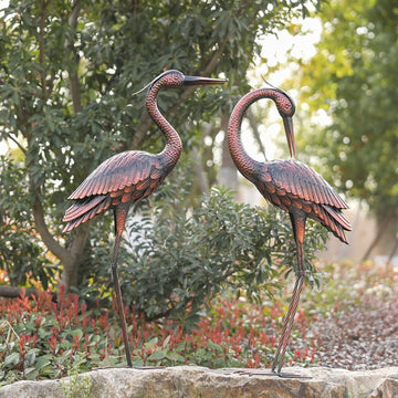Crane Garden Sculptures & Statues Heron Decoy Large Size Metal Birds Yard Art Standing Vintage Brass Heron Lawn