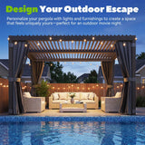 Louvered Pergola 10x12, Outdoor Rustproof Shelter with Adjustable Roof