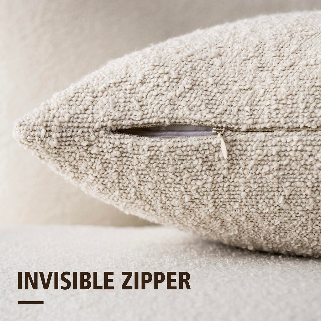 Decorative Textured Boucle Throw Pillow Covers Accent Solid Pillow Cases Neutral Long Body Lumbar Couch Cushion Case