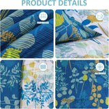 7Pieces King Comforter Set, Blue Yellow Botanical Bed in a Bag Complete Set with Sheet Pillowcase All Season