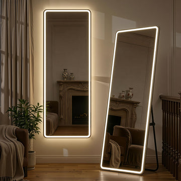 Full Length Mirror with Lights, 71" x 26" LED Floor Mirror, Full Body Dressing Standing Mirrors with Dimming & 3