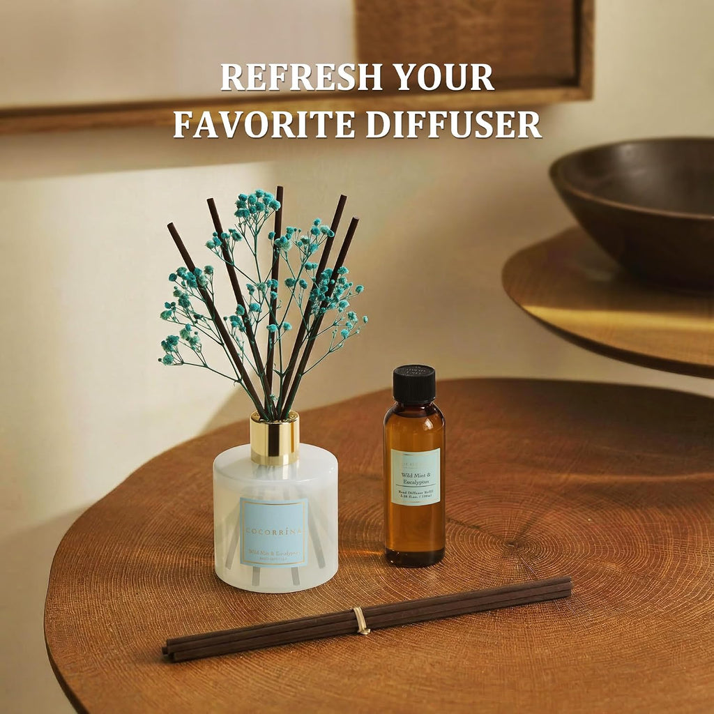 Reed Diffuser Refill Set, 10.2oz Scented Oil Refill 3 Pack, Clean Linen, Ocean Mist, Eucalyptus & Moss, Long Lasting - Set of 3