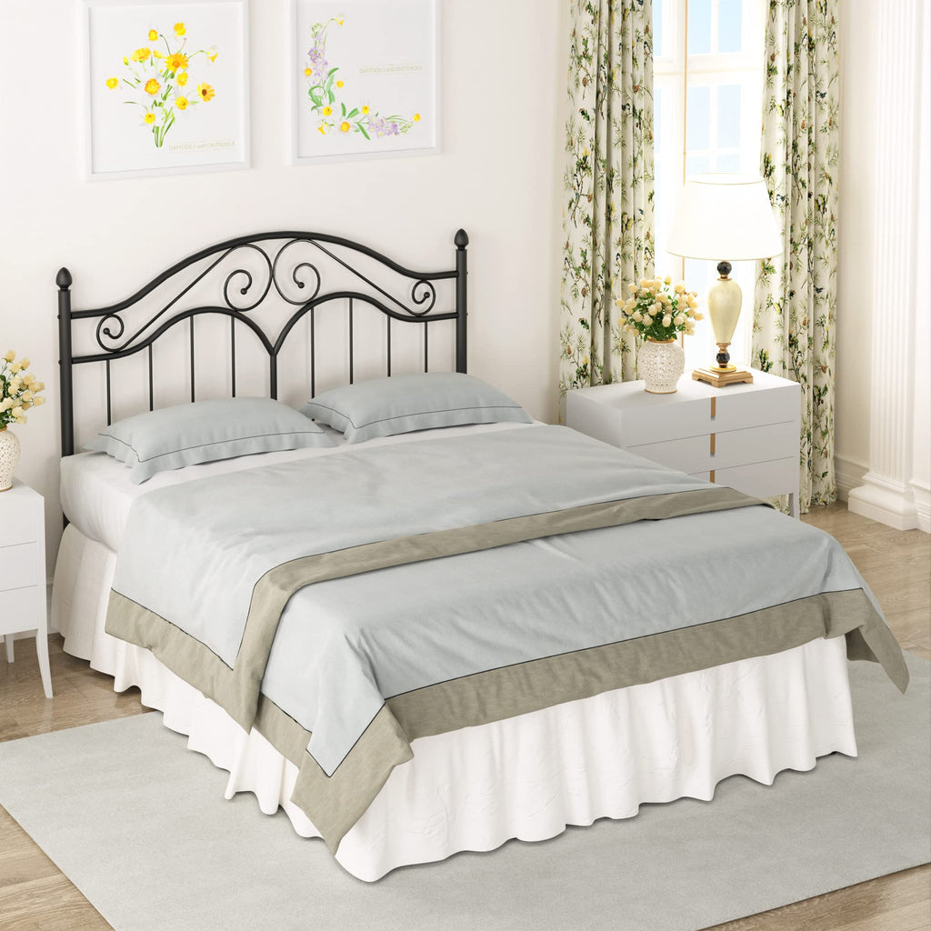 Metal Bed Frame with Vintage Headboard Platform Bed