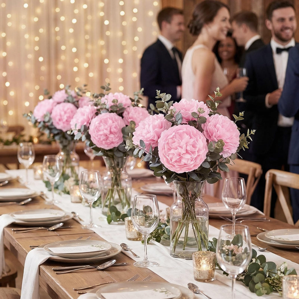 50 Pcs Flowers Artificial Peony Rose Heads for Wedding, Pink