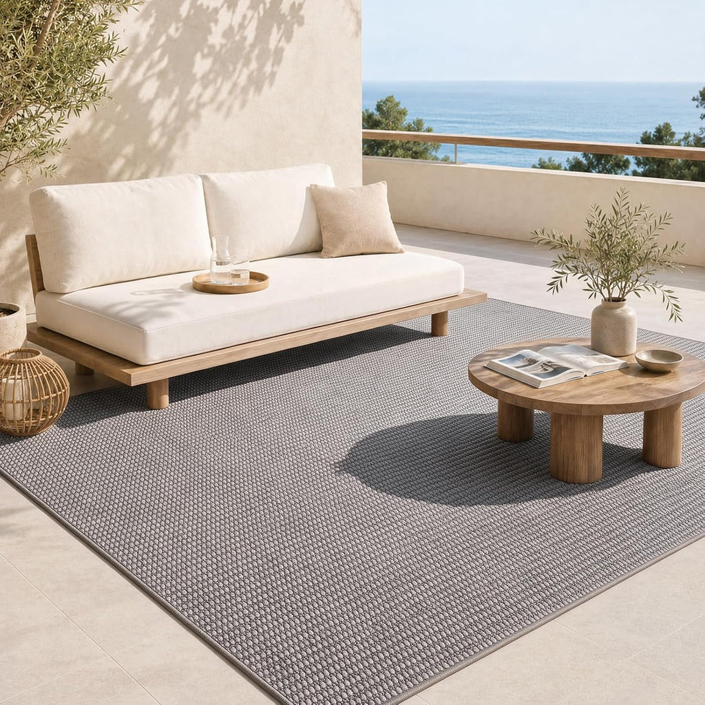 Washable Easy Jute Rug 8x10, Non Slip, Indoor Outdoor Natural Color Fiber Large Area Rugs , Boho Woven Design