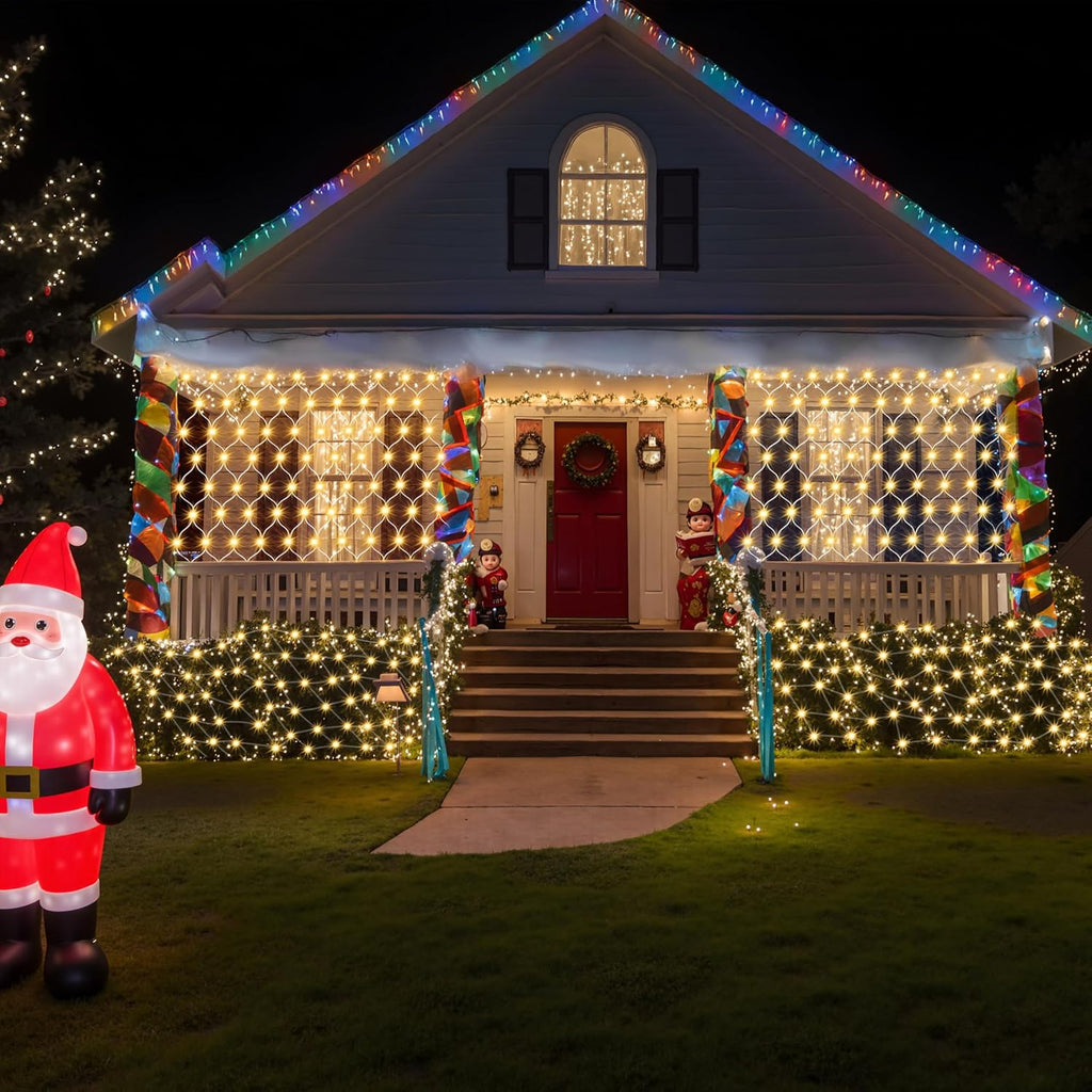 200 LED Christmas Net Lights, 6.5X 10FT Christmas Mesh Lights with 8 Modes, Connectable, Waterproof for Bushes Trees