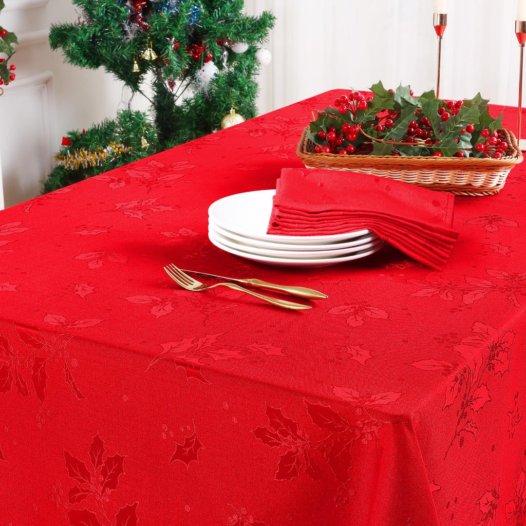 52x52 Inch Christmas Jacquard Sqaure Table Cloth for Dinner Decor