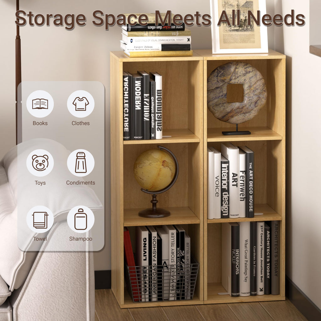 3 Cube Storage Organizer, Cube Shelf, 3 Tier Cube Low Bookcase Freestanding Storage Display Organizer, Three-Cubes Open