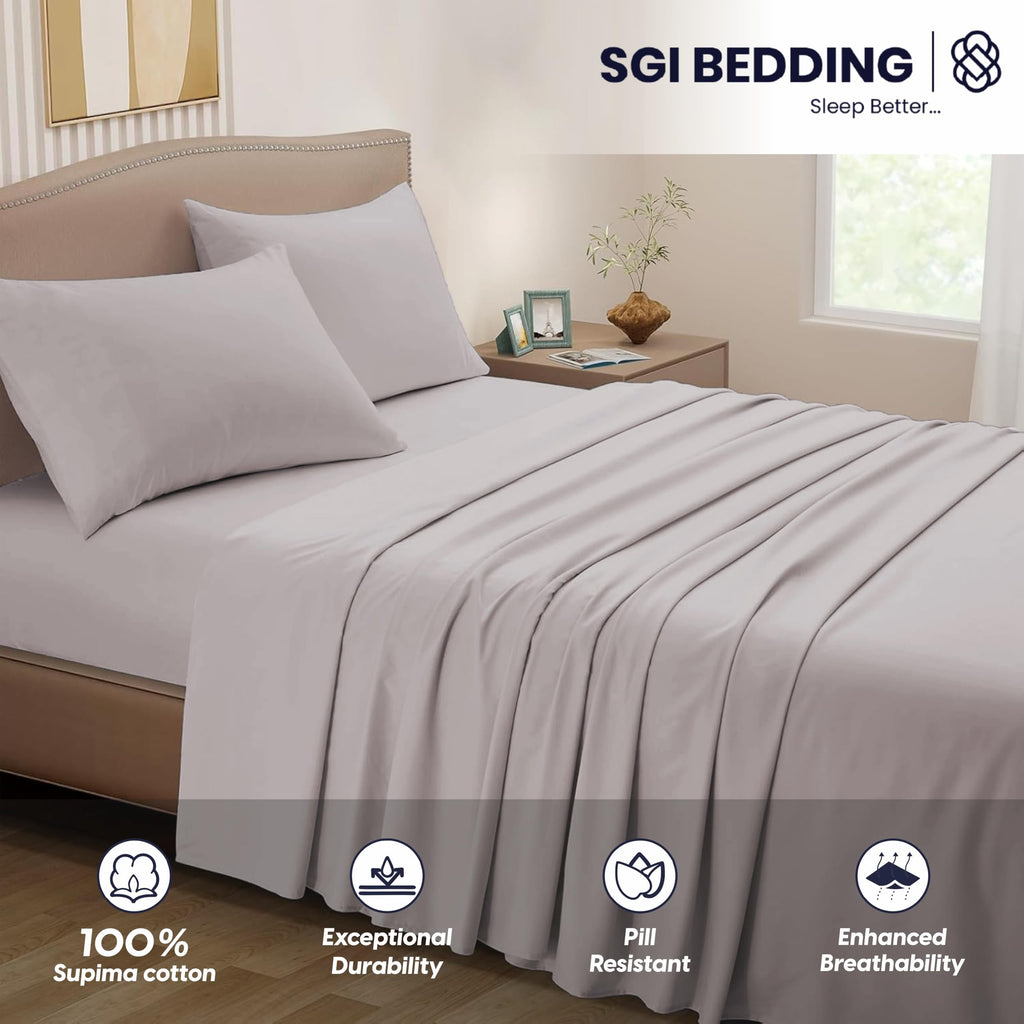 SGI 1200 Thread Count Supima Cotton California King Sheet Set - Ultra Soft, Cooling & Deep Pocket 18" Fitted