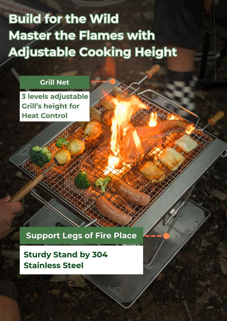 Extra Large Portable Fire Pit Grill Wood Burning