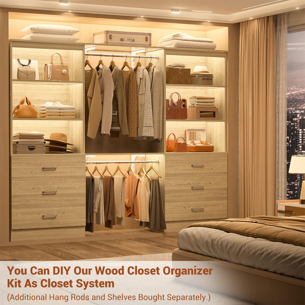47.2" Closet Drawers System,Closet System with 3 Drawers,White Oak