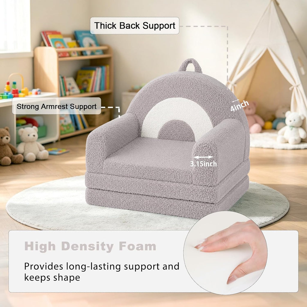 Kids Couch for Toddlers, in-1 Fold Out Toddler Sofa and Lounger, Supportive Foam Chair with Removable Washable